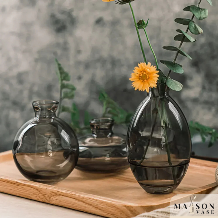 Ensemble de Trois Petits Vases en Verre | Design Moderne et Raffiné