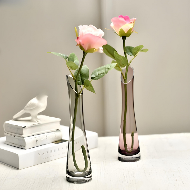 Vase Soliflore en Verre Transparent | Design Oblique Moderne