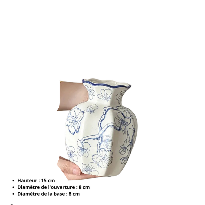 Vase en Céramique Blanc au Style Chinois | Décoratif et Vintage