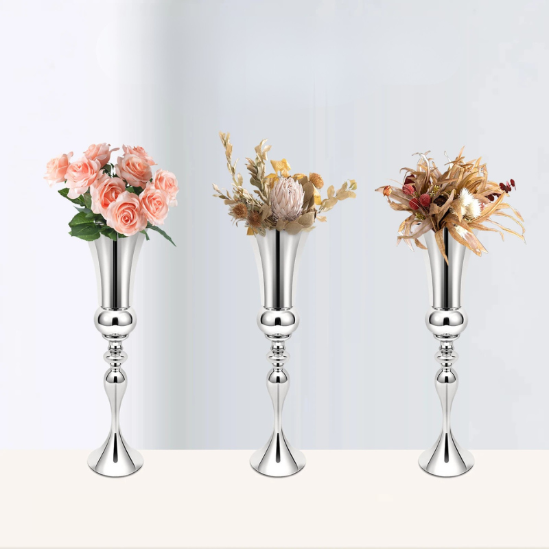 Vase à Fleurs Britannique Argenté | Design Moderne et Autoportant