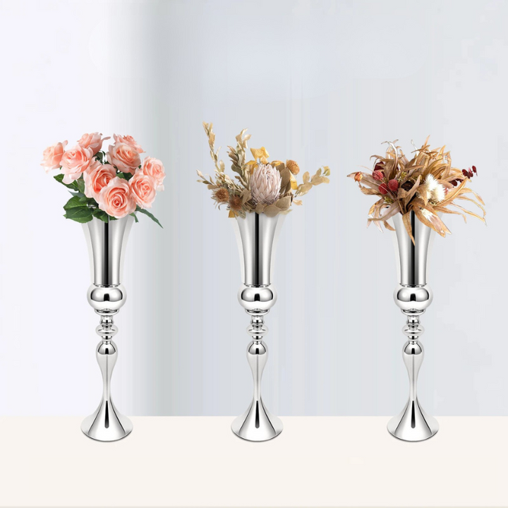 Vase à Fleurs Britannique Argenté | Design Moderne et Autoportant