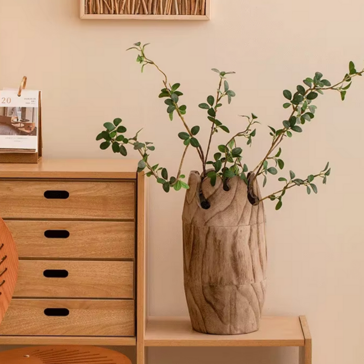 Grand Vase à Fleurs Décoratif en Bois | Forme Cylindrique