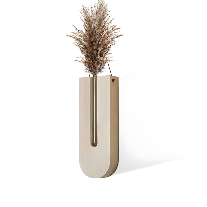 Vase à Fleurs Mural Scandinave Naturelle en Bois de Pin | Design Minimaliste et Décoratif