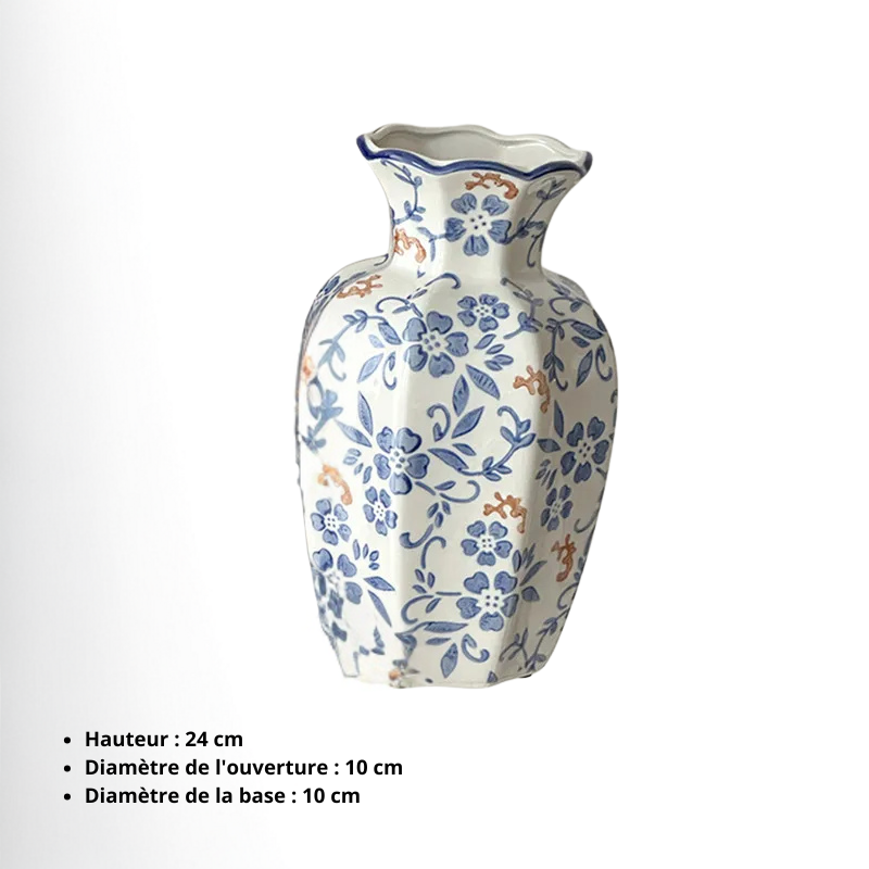 Vase en Céramique Blanc au Style Chinois | Décoratif et Vintage