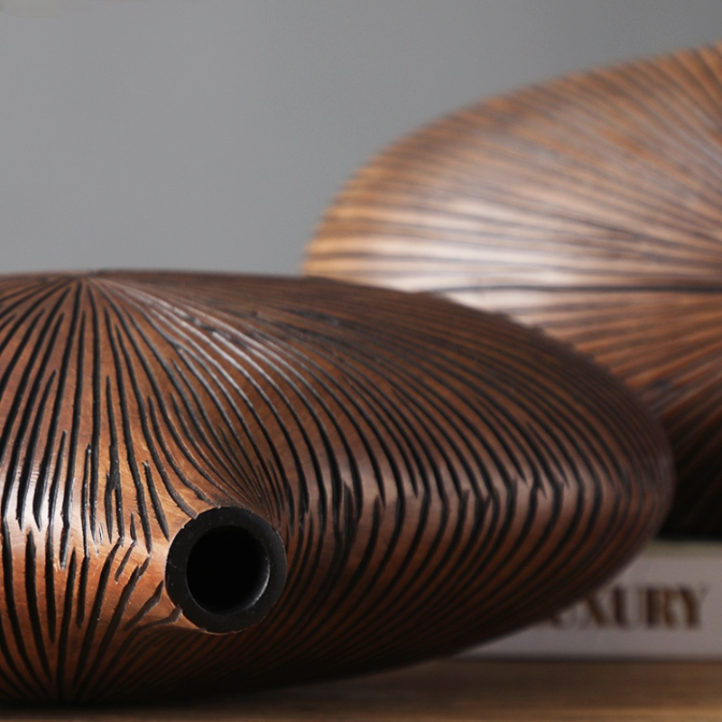 Vase à Fleurs Japonais Ovale Imitation Bois | Design Décoratif Moderne et Minimaliste