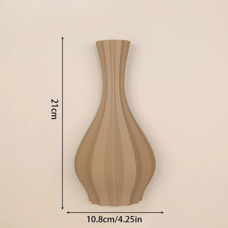 Vase à Fleurs Mural Minimaliste | Motif Géométrique Strié