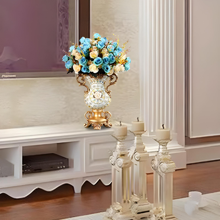 Petit Vase Antique Décoratif Doré | Résine Sculptée