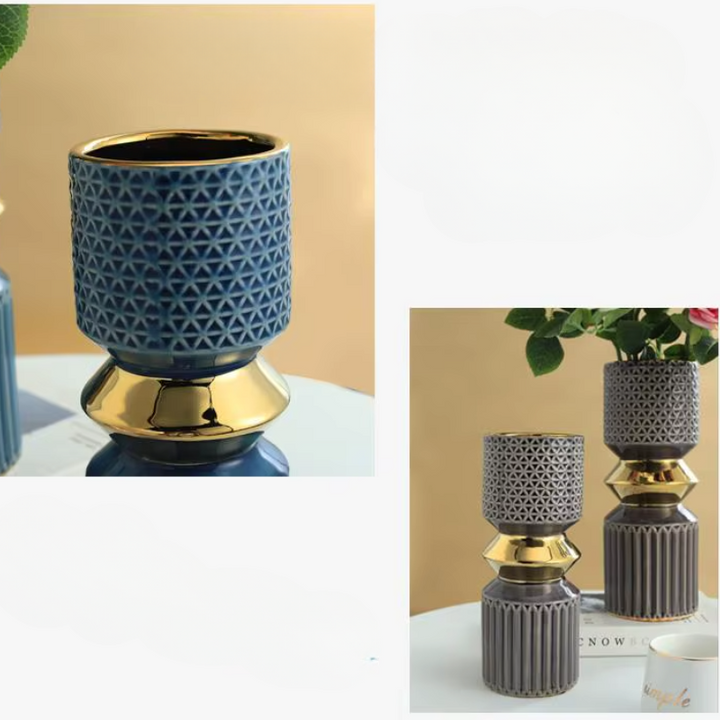 Vase à Fleurs Doré en Céramique | Décoratif, Luxueux et Moderne