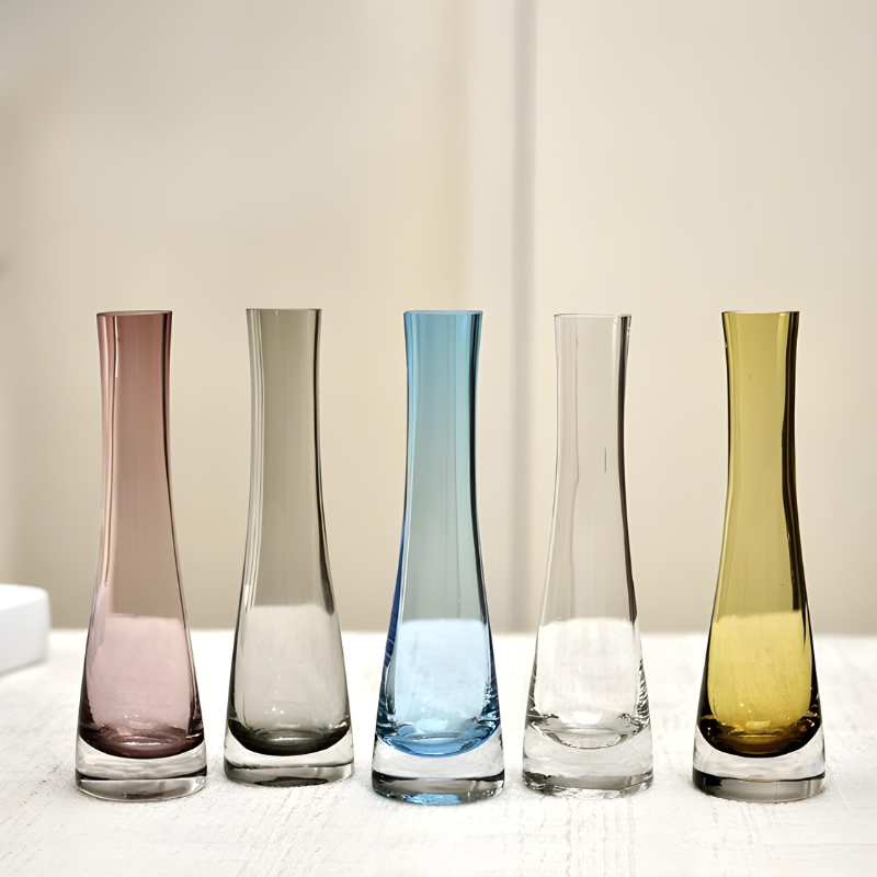 Vase Soliflore en Verre Transparent | Design Oblique Moderne