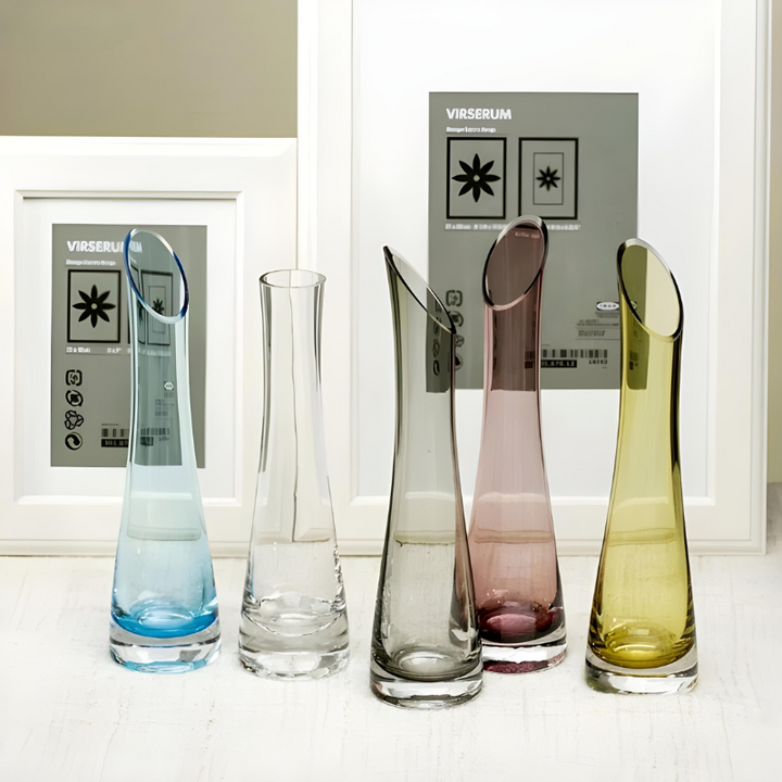 Vase Soliflore en Verre Transparent | Design Oblique Moderne