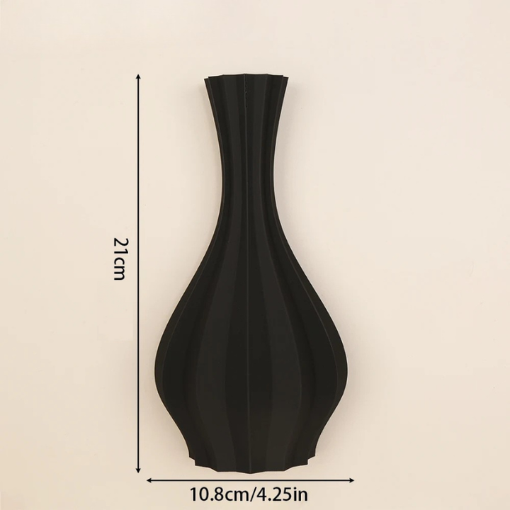 Vase à Fleurs Mural Minimaliste | Motif Géométrique Strié