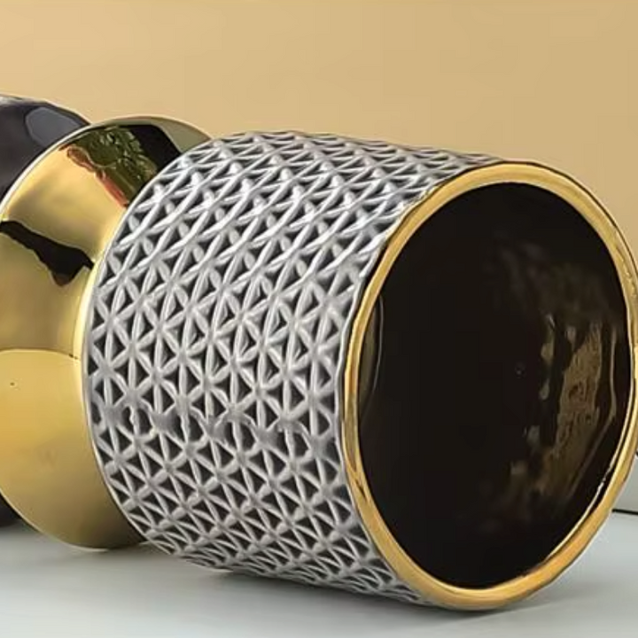 Vase à Fleurs Doré en Céramique | Décoratif, Luxueux et Moderne