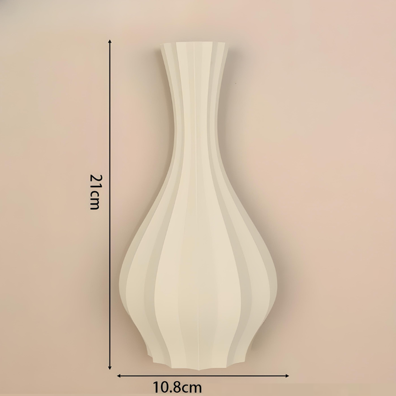 Vase à Fleurs Mural Minimaliste | Motif Géométrique Strié