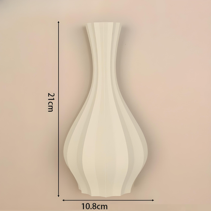 Vase à Fleurs Mural Minimaliste | Motif Géométrique Strié