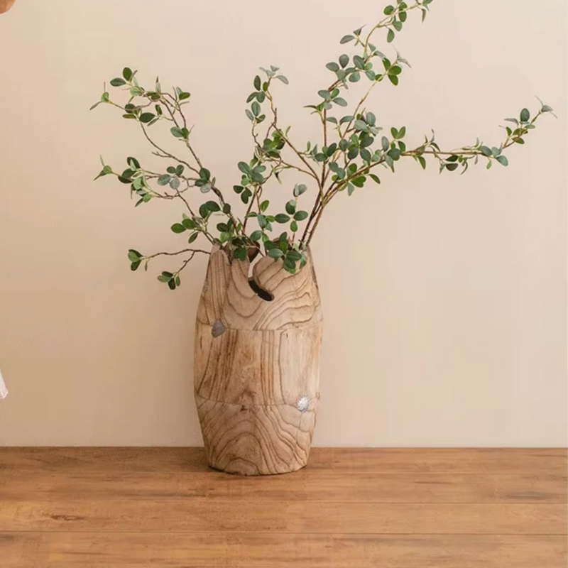 Grand Vase à Fleurs Décoratif en Bois | Forme Cylindrique