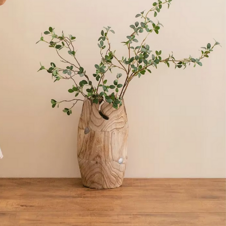 Grand Vase à Fleurs Décoratif en Bois | Forme Cylindrique