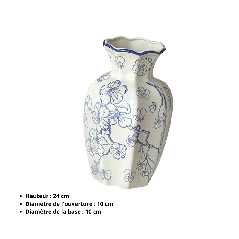 Vase en Céramique Blanc au Style Chinois | Décoratif et Vintage