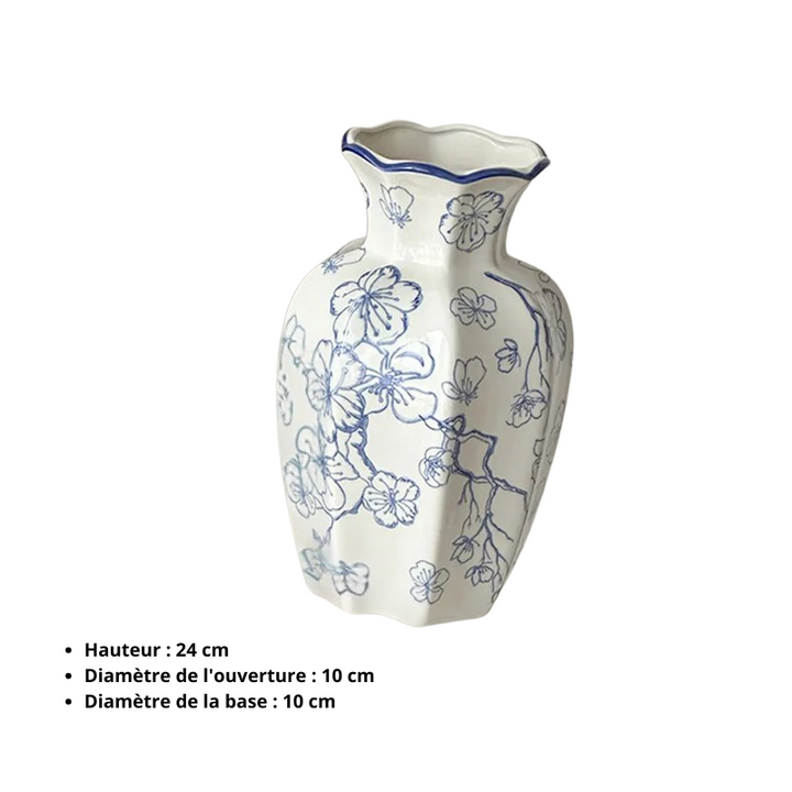 Vase en Céramique Blanc au Style Chinois | Décoratif et Vintage