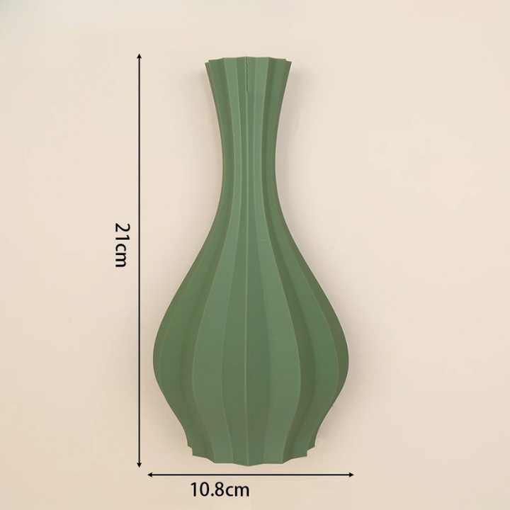 Vase à Fleurs Mural Minimaliste | Motif Géométrique Strié