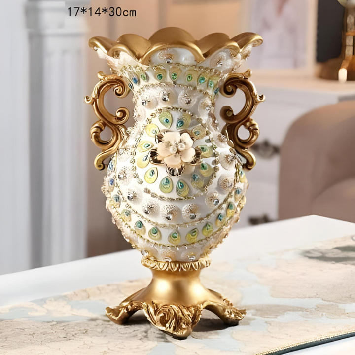 Petit Vase Antique Décoratif Doré | Résine Sculptée
