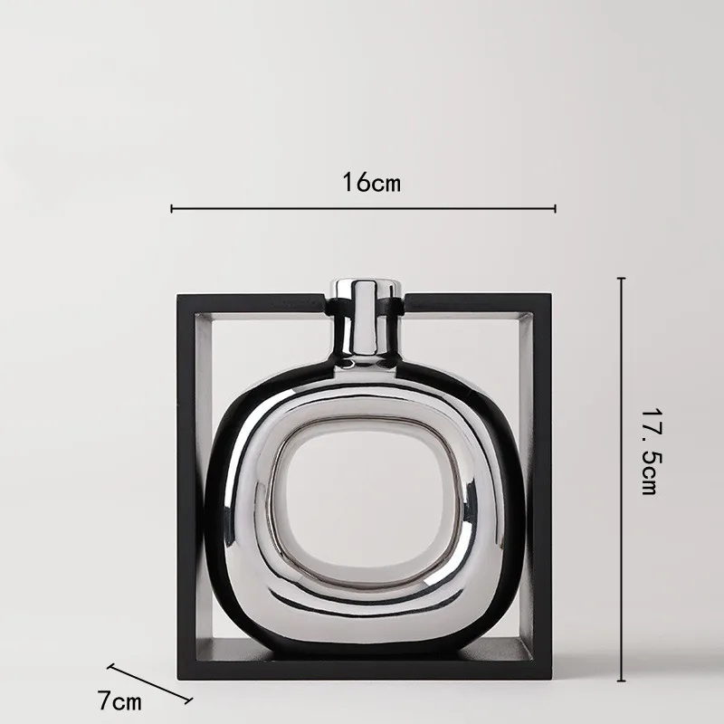 Vase à Fleurs Moderne en Céramique | Design Cadre Argenté Décoratif