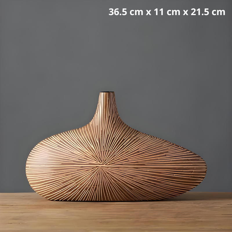 Vase à Fleurs Japonais Ovale Imitation Bois | Design Décoratif Moderne et Minimaliste