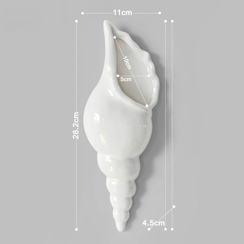 Vase Mural en Forme de Coquillage | Céramique Blanche Déco Bord de Mer