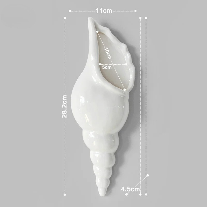 Vase Mural en Forme de Coquillage | Céramique Blanche Déco Bord de Mer