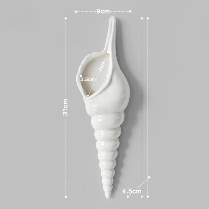 Vase Mural en Forme de Coquillage | Céramique Blanche Déco Bord de Mer