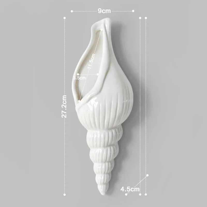 Vase Mural en Forme de Coquillage | Céramique Blanche Déco Bord de Mer