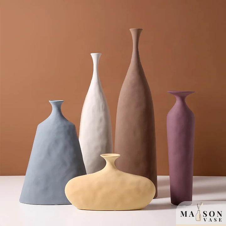 Grand Vase Géométrique à Poser au Sol | Style Morandi Décoratif