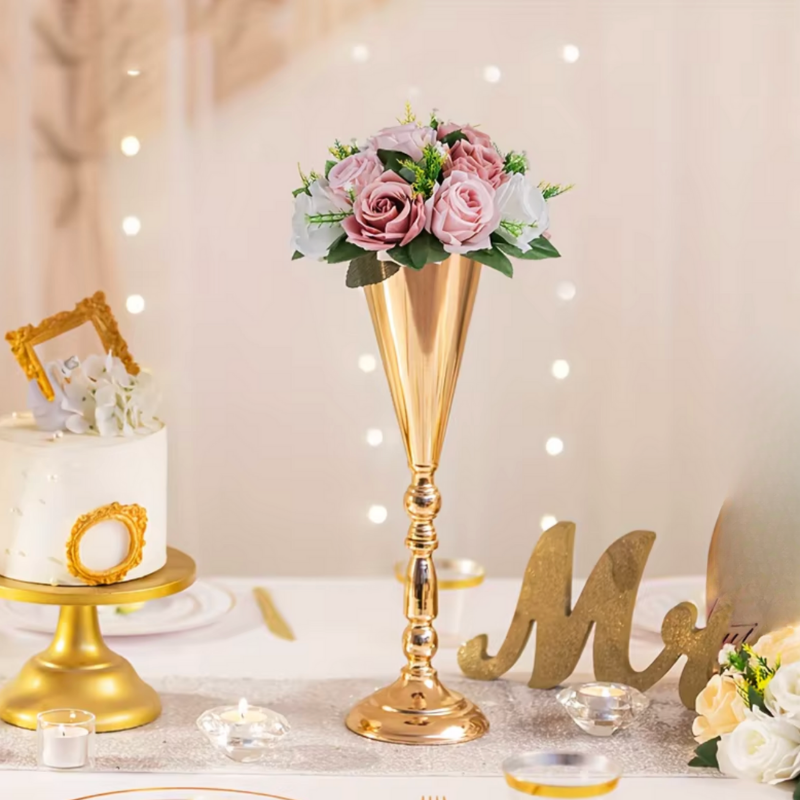 Grande Vase Haut Doré | Effet Métallique