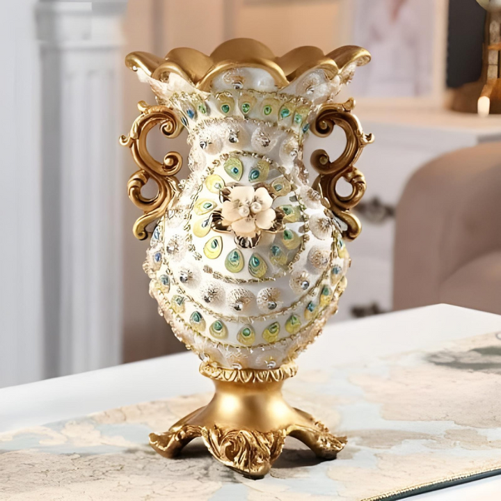 Petit Vase Antique Décoratif Doré | Résine Sculptée