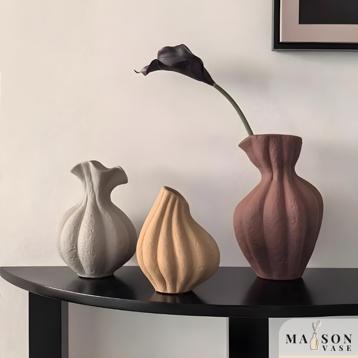 Vase Décoratif en Céramique Wabi-Sabi | Style Moderne et Artisanal