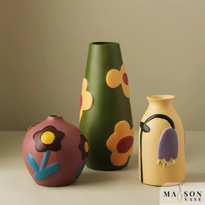 Vase en Céramique Nordique | Peint à la Main - Style Morandi