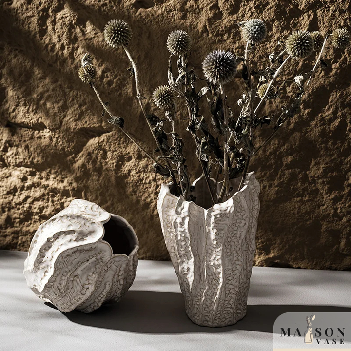 Vase en Céramique à Poser au Sol | Design Irrégulier et Style Scandinave