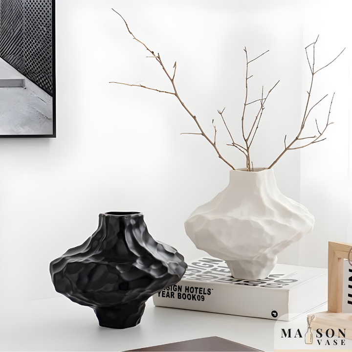 Vase à Fleurs en Céramique Moderne et Décoratif | Design Géométrique Mat