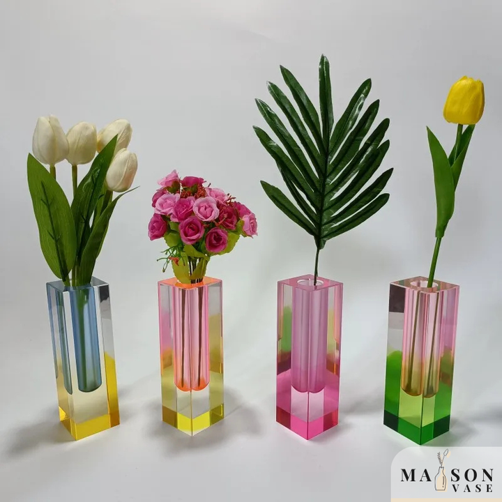 Vase Soliflore Transparent Coloré | Style Scandinave Chic en Acrylique