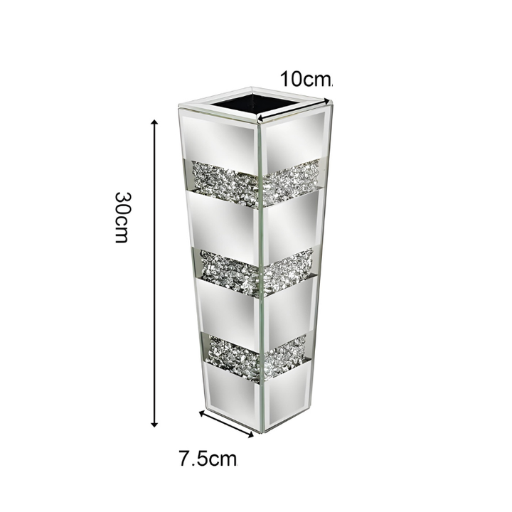 Grand Vase de Luxe pour Intérieur Élégant | Design Moderne en Miroir et Cristaux