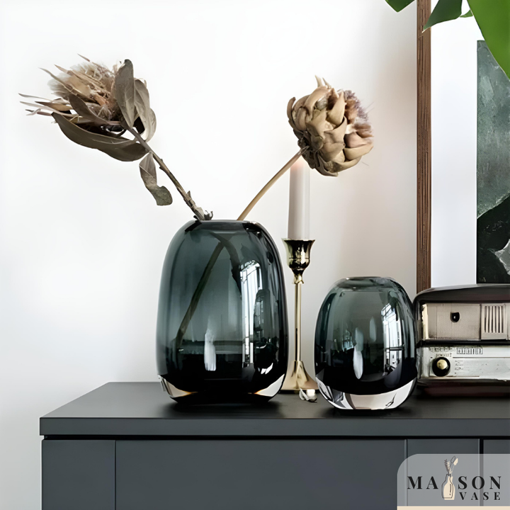 Vase en Verre Transparent Épais | Style Moderne et Luxe