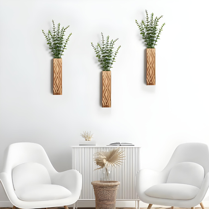 Vase à fleurs Murale Suspendu en Bois Naturel | Style Minimaliste et Décoratif