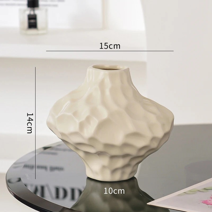 Vase à Fleurs Moderne Argenté Décoratif | Design Géométrique et Effet Martelé