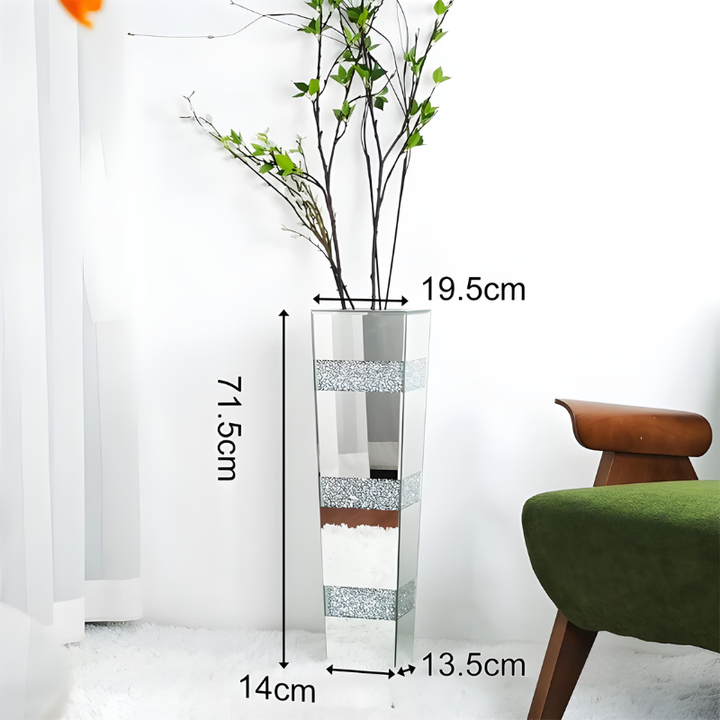 Grand Vase de Luxe pour Intérieur Élégant | Design Moderne en Miroir et Cristaux