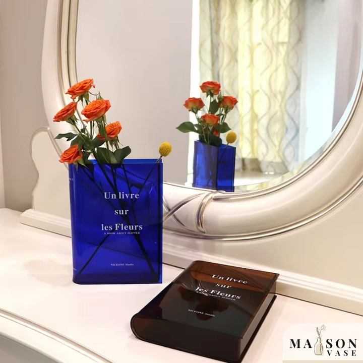 Vase à Fleurs en Forme de Livre Transparent | Design Moderne en Acrylique