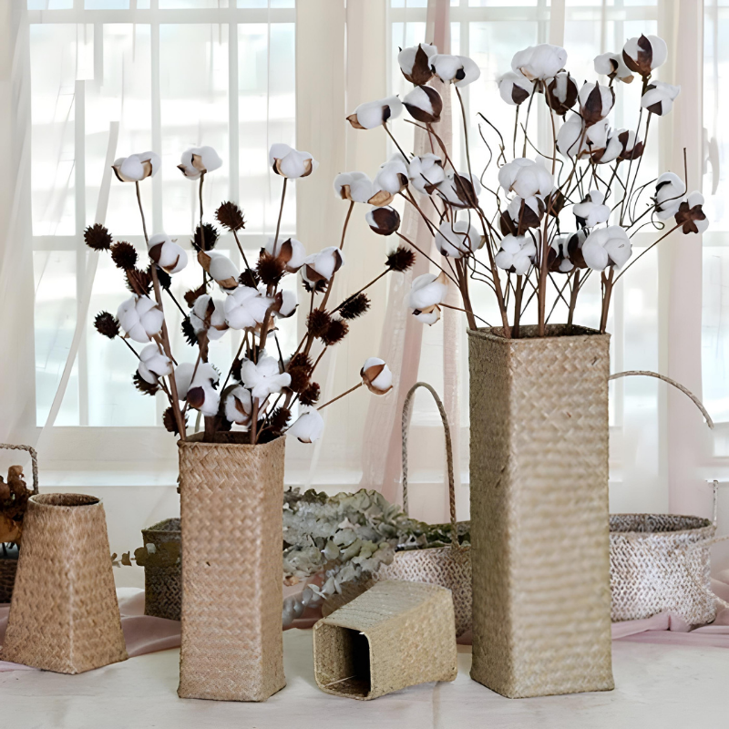 Vase Bambou Tressé à la Main | Style Naturel et Moderne