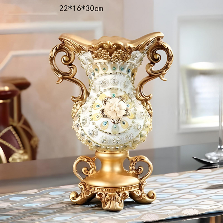 Petit Vase Antique Décoratif Doré | Résine Sculptée