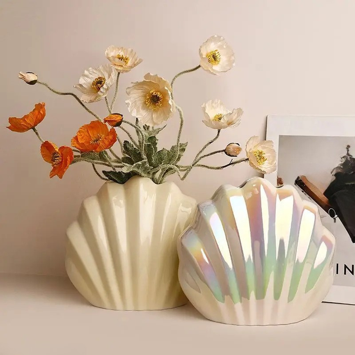 Vase Coquillage Nacré en Céramique | L’Éclat d’une Perle pour une Déco Élégante et Tendance