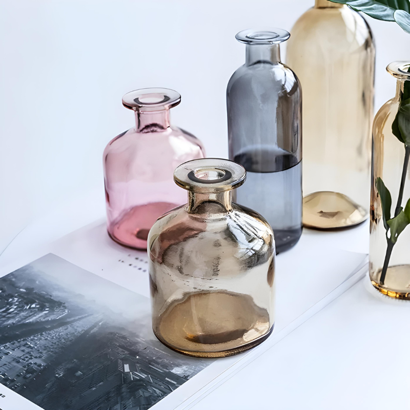Vase en Verre Coloré Cylindrique Décoratif | Style Scandinave