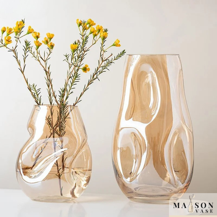 Petit Vase à Fleurs en Verre Scandinave Minimaliste | Design Irrégulier Décoratif
