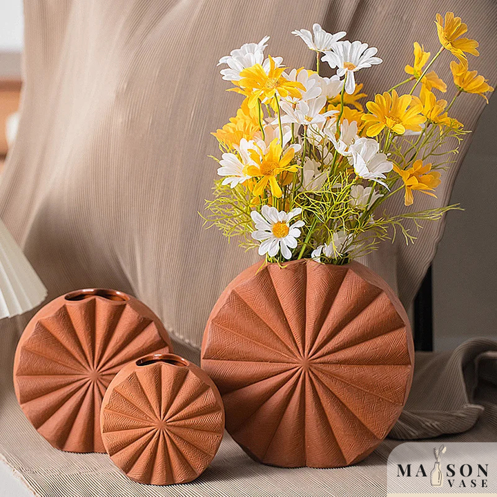 Vase en Céramique Scandinave Décoratif Moderne | Design Conque Terre Cuite